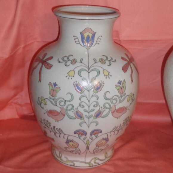 SUPER RARE-BEAUTIFUL NA HALL 12" ASIAN VASE-ETCHED,GLAZED BY HAND-EXCELLENT! - Picture 1 of 4